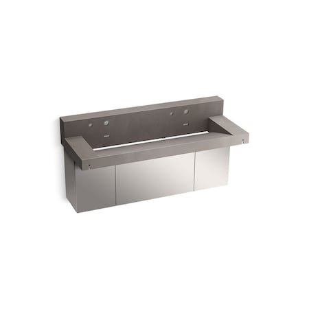 Kohler 60In Wall-Mount Trough Lavatory System With Backsplash In Ash Concrete 81027-BSS-KCE